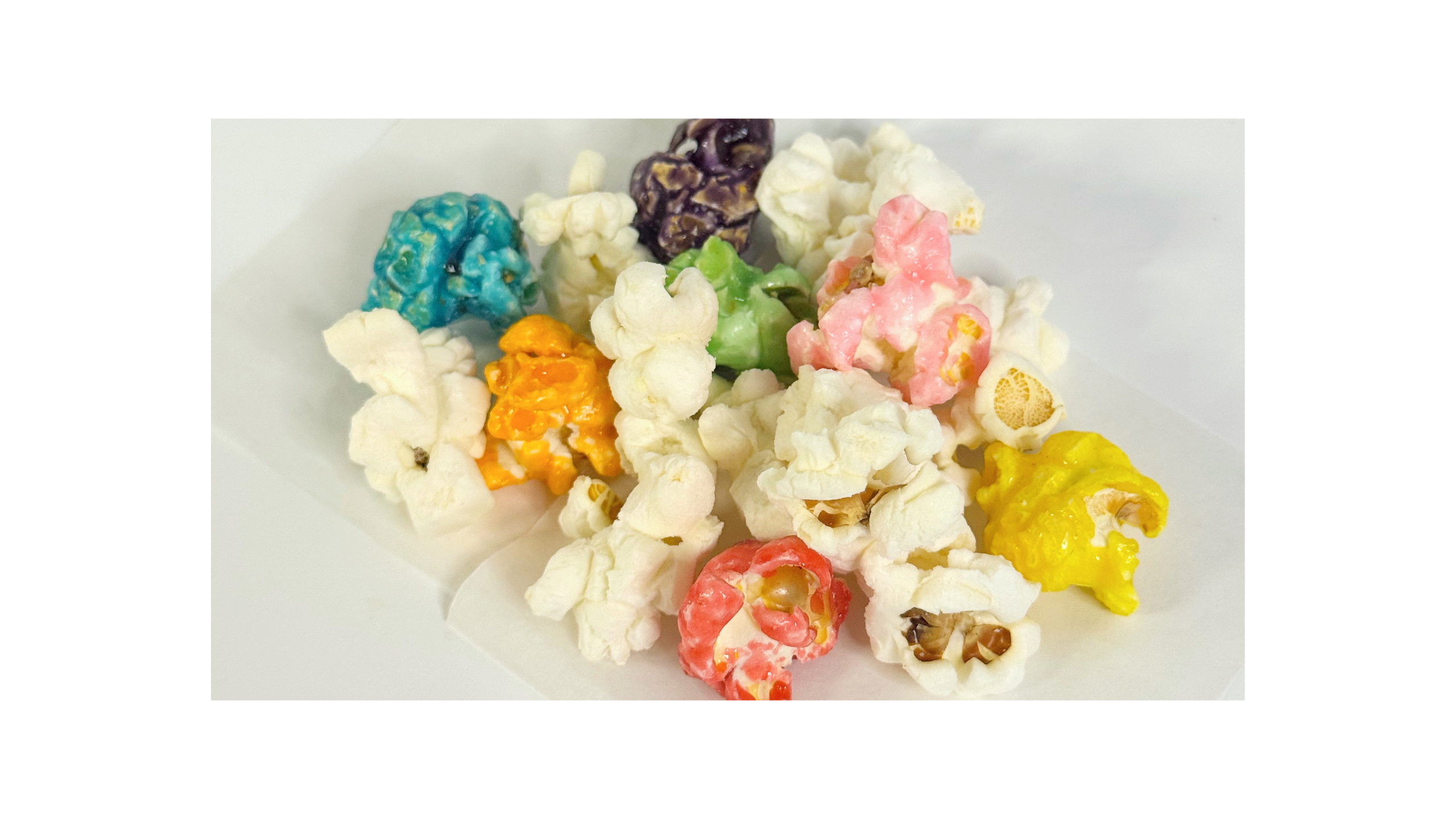 small batch multicolored gourmet popcorn