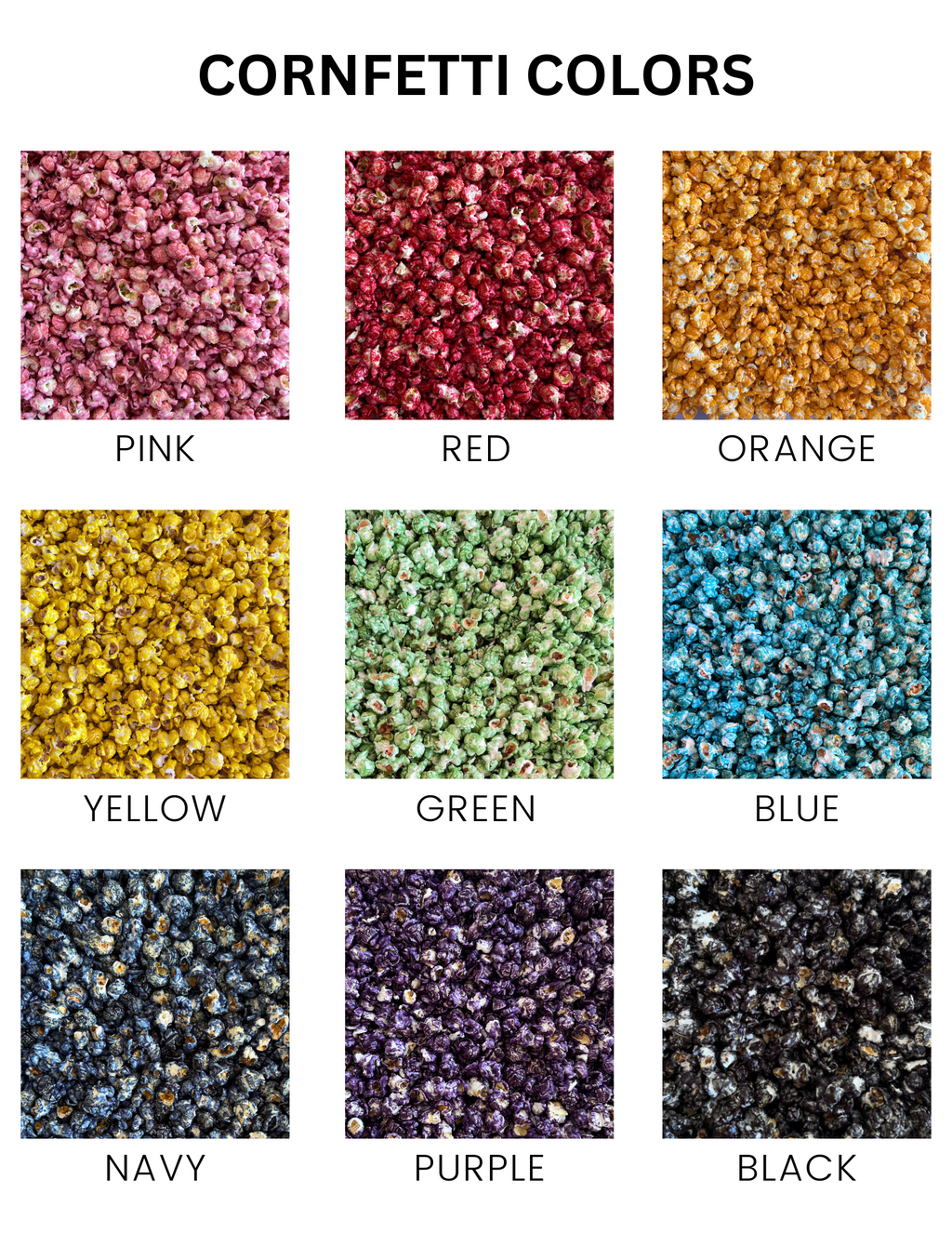 cornfetti color options gourmet popcorn